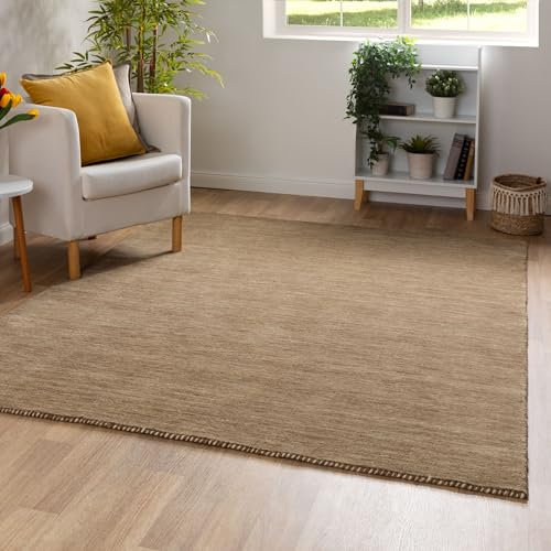 Steffensmeier Gabbeh Teppich Nomade | Wolle (Schurwolle), Braun, Größe: 130x190 cm Kurzflor Teppich für Wohnzimmer, Flur, Ethno Look