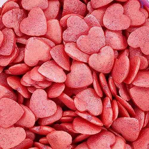 A Pinch Of - Red Shimmer Love Hearts - Cake Topper Sprinkles - 25g Edible Shimmer Cupcake Decorations - Birthdays, Weddings & Romantic Celebrations