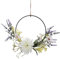 Türkranz Kranz, Türkranz Ganzjährig Künstliche Blumen Lavendel Kranz Willkommen Wandkranz Metallring für Osterkranz Floral Wanddeko Hochzeit (B)