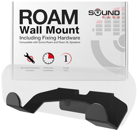 Roam Wall Mount Bracket, Black, Single (1pc), Compatible With Sonos Roam, Roam 2 & Roam SL, Includes Mounting Kit, Designed in the UK
