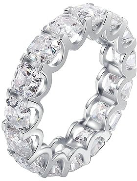 Whoiy Frauen Ring Weisgold, Echt Gold Verlobungsringe 18K Ewigkeit Ehering Trauring 750 Damenring 0.4ct Moissanite Gr. 65 (20.7)