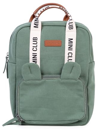 CHILDHOME, Rucksack, Baby, Rucksack für Kinder, Schulranzen für Kindergartenkinder, Fach für Essensbox, Fest, Material Baumwolle, My First Bag, 7L, Mini Club, Signature, Grün