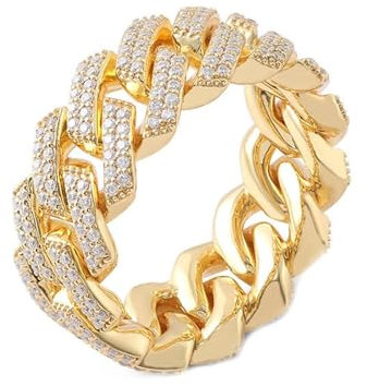 Wycian Männer Ringe Personalisierte, Goldring Männer 14K Gelbgold Kette Größe 65 (20.7) Moissanit Rundschliff Weiß Npassbar Für Vatertag