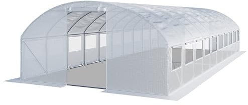 TOOLPORT Invernadero túnel Invernadero Jardín para Plantas con Ventanas 4x10m - Lona de PE 180g/m² Blanco Transparent