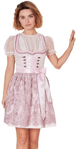 Krüger MADL Dirndl Paulin mit Spitzenschürze 417067 | Rose 50cm 36