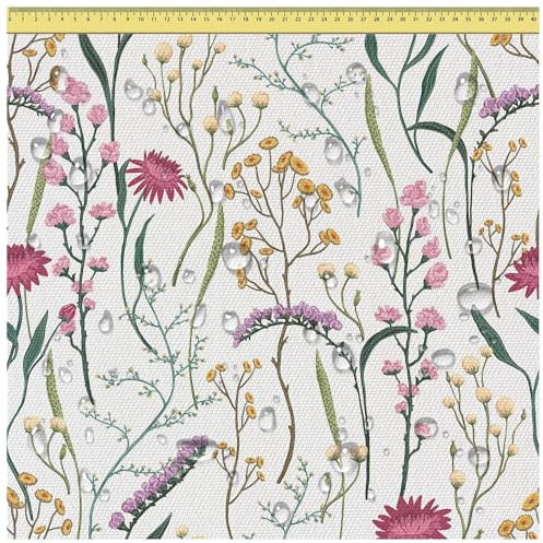 DreamRoots Segeltuch Wasserdicht - Polsterstoff Meterware 160 cm breit - Wasserabweisender Stoff 220 g/m2 600D - Markisenstoff Wasserdicht Meterware Dried Flowers Laufmeter