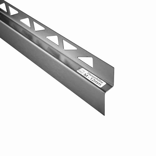 Dusch-/Wand-/Keilprofil Gefälleprofil gebürstet 12mm Typ 6 - Mitte - 150cm | Für bodengleiche Duschen mit sauberem Gefälleabschluss, 12mm Profilhöhe, Typ 6 Mitte, 150cm, Edelstahl, gebürstet, silber