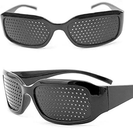 Kikumi Occhiali Stenopeici con Fori Piccoli Occhiali Correttivi per Esercizi Anti-affaticamento degli Occhi in Plastica per lo Sport (Nero)