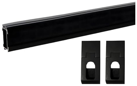 Gedotec Kleiderstange Schrank 150cm oval aus Aluminium | 1 Set Kleiderstange Wandmontage Schwarz | DESIGN EDGE | Schrankstange 30 x 18 mm | mit 2x Halterung und Schrauben | Schrankrohr 1500mm