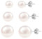 Silber 925 Ohrringe Perlen, ASH'S CHOICE Silber 925 Ohrstecker Perlen Set, Hypoallergenen Sterling Silber Ohrringe Weiße Süßwasserperlen 6/7/9 mm Ohrstecker mit Perlen Ohrringe für Damen Frauen