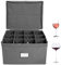 Wine Glass Storage Box with 12 Dividers Foldable China Storage Container with Handle Stemware Protector Case Stackable Drinkware Storage Box for Party Travelling Camping Moving