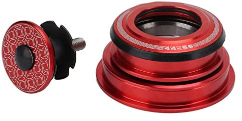 Qukaim Fahrradvorbau-Headset, Fahrradlager-Headset, Aluminiumlegierung, Mountainbike-Vorbau-Headset für Kegel, gerade Rohrgabel, rot, ED-Lager-Design