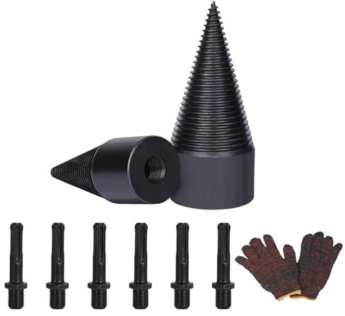 Spaccalegna a vite coniche, 9 pezzi, spaccalegna per la casa, punte per legna da ardere, punte per spaccalegna con forme geometriche per la famiglia