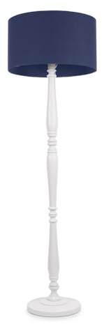 ValueLights | Traditional White Wood Candlestick Floor Lamp with Navy Blue Fabric Drum Shade for Living Room | Floor Lamps, Home Décor & Improvement Essential