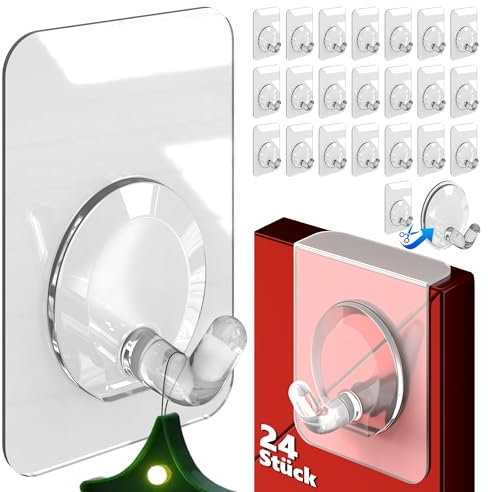 4smile Klebehaken extra stark - 24 Stück magische Haken, Klebehaken transparent für Fensterrahmen - Flexible Wandhaken selbstklebend für Badezimmer, selbstklebende Haken ohne Bohren für Deko
