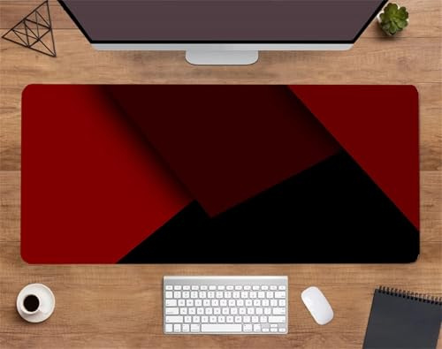 Tapis de Souris,Rouge Noir Tapis de Souris Gaming XXL 1000x500x2 mm Grand Tapis de Bureau,Base en Caoutchouc Antidérapante,Tapis de Clavier d'ordinateur pour Gamer, Ordinateur, PC