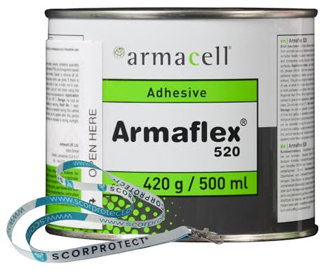 Armaflex Armacell Colle 520 pour plaques et tuyaux en caoutchouc Boîte de 0,5 l + cordon Scorprotect