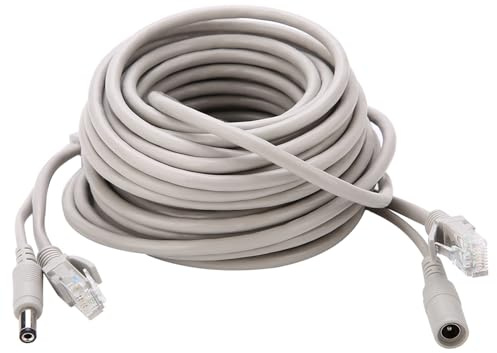 Câble de Surveillance RJ45 avec Alimentation DC, Compatible Caméras IP et Systèmes NVR, 10/100Mbps, pour Installation Intérieure et Extérieure