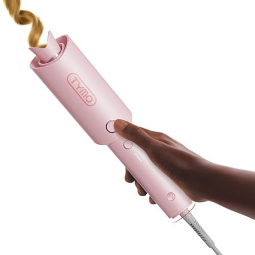TYMO CURLPRO Lockenstab Automatisch - Hitzeschutz Beach Waves Lockenstäbe 25mm mit 3 Temperaturstufen, 160-210℃, Automatischer Rotierender Lockenstab für Große und Kleine Locken, Rosa