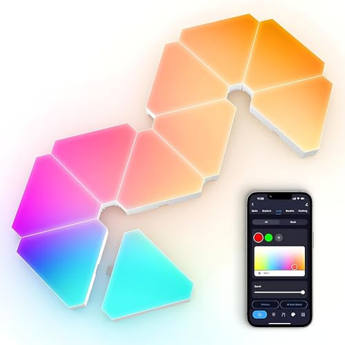 Triangle Light Panels, 6 Pack Smart Triangle Gaming RGB LED Wall Lights, with Music Sync Gaming Theme LED Triangle Light, Gaming Ambient Night Light, Works with Alexa, Light Panels for Gaming Room