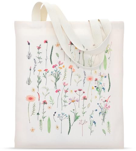 Ymapinc Borsa tote in tela da donna, graziose borse di stoffa riutilizzabili in cotone estetico floreale borsa tote per studenti scuola shopping - beige, Beige, Taglia unica