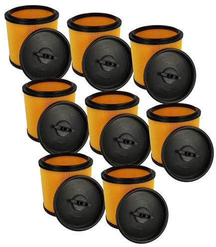 vhbw 8x Filtro plisado reemplaza Parkside 91092030 para aspiradora - amarillo negro