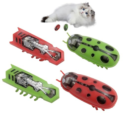 COACOM 4 Stücke Mini -Roboterkäfer Mouse Necken Katzenspielzeug, Wiederverwendbare, Kreative Unterhaltung, Interaktive Gaming -Haustierspielzeug.
