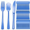 90 Pezzi Posate Riutilizzabili,posate traslucide,Adatto Per Feste,Compleanni e altre scene(Coltello/forchetta/cucchiaio ogni 30 pezzi)(blu)