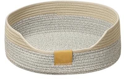 CAPASTEC Gewebtes Katzenbett 1 Stück Faltbar Atmungsaktiv Kratzfest | Khaki, Baumwollseil, 50 Cm Durchmesser, 15x50 Cm, Waschbar, Universell, Für Innen, Gemütlich