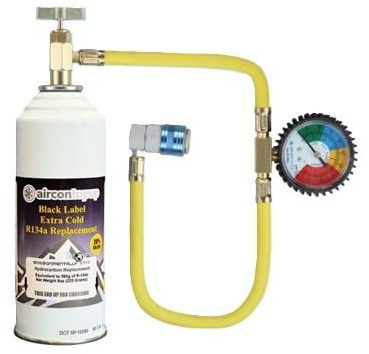 AirconTopup Car Aircon R134a Compatible Extra Cold Refrigerant x1 with Filler Kit equivalent to 595g of R134a