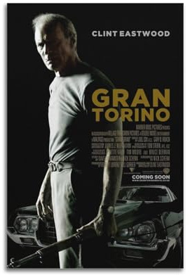 YWRRWQBER Gran Torino Poster, ästhetische Wandkunst, Leinwand-Dekor, Vintage-Poster, dekoratives Gemälde für Wohnzimmer, Schlafzimmer, 50 x 75 cm, ungerahmter Stil
