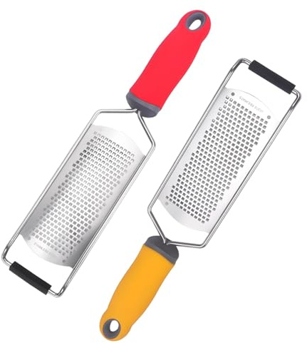 Zesteur tranchant de 30,5 cm de long, râpe de cuisine avec poignée antidérapante, 2 râpes à fromage en acier inoxydable pour citron, fromage à pâte dure, chocolat, agrumes, parmesan et ail