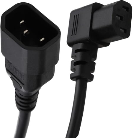 kenable Power Extension Cable Right Angle C13 IEC Male to Female C14 UPS Lead 1m Black