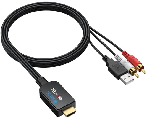 eSynic eARC ARC Audio Extractor Cable Support CEC Built in HDMI/RCA Cable | 192khz ARC HDMI to RCA Audio Extractor, Set the Format as PCM, Plug&Play, for HDTV to Speaker, Amplifier, Not for Dolby, DTS