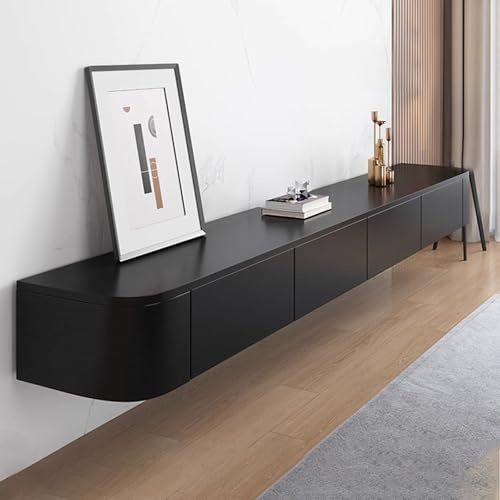 Mdern Entertainment Cnsle fr Living Rm Meuble TV mural avec tiroirs Noir 220 cm