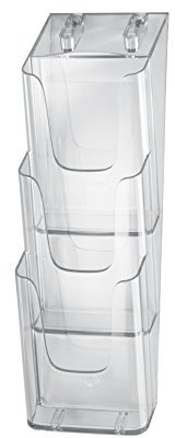 SIGEL LH137 Wand-Prospekthalter aus Acryl mit 3 Fächern, DIN lang/A6, 2 Stück, transparent