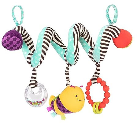 B. toys Baby Spielzeug Kinderwagenkette mit Beißring, Kuscheltier Biene und Rassel – Kinderwagen Zubehör, Mobile Spirale, Activity Kette ab 0 Monaten