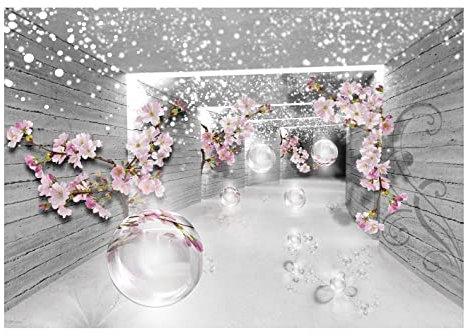 Forwall - Vlies Fototapete Blumen Magischer Tunnel Holz Blume 416x254 cm - Fototapeten - Tapeten - für Wohnzimmer Schlafzimmer - Vliestapete Wandtapete Tapete 3D Effekt- inkl. Kleister