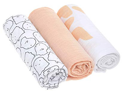 LÄSSIG Baby Puckdecke Spuckdecke Pucktuch Mulltuch weich kuschelig Baumwolle vorgewaschen/Swaddle & Burp Blanket Little Spookies
