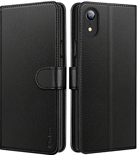 Vakoo Custodia per iPhone XR, Protezione Antiurto Pelle Sintetica Magnetica Flip con Portafoglio Portacellulare per iPhone XR Cover, Nero
