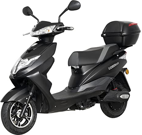 Elektroroller “Eagle”, 2000 Watt, 60 km Reichweite, 45 km/h, Elektro-Roller, E-Roller mit Straßenzulassung, E-Mofa, Blei-Gel-Akku, Produktvideo, Schwarz