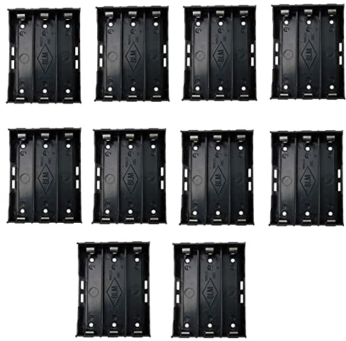 10Pcs 18650 Battery Case Holder, Lsgoodcare 3 Slots x 3.7V DIY Battery Storage Box, in Parallel/serial Black Plastic Batteries Case with Pin For 3 x 18650