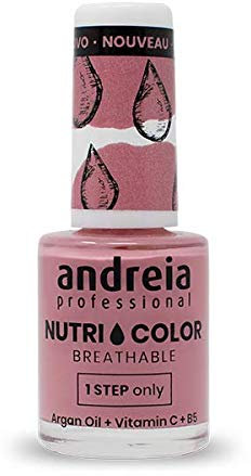 Vernis à Ongles NutriColor, Finition Brillante, Tenue Longue Durée, Respirant, Couleur NC12 Rose d'Andreia 10.5ml - Nail Art DIY, Vegan et Non Testé sur les Animaux, Soin + Couleur en une Étape