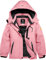 GEMYSE Mädchen Wasserdichte Skijacke Winddichte Fleece Outdoor Winterjacke Regenjacke mit Kapuze (Rosa,140-146)
