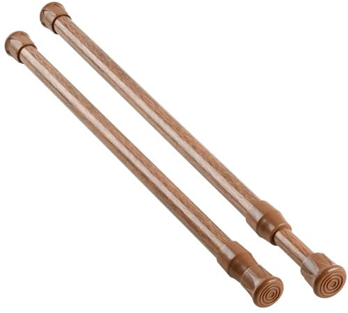 KXLIFE Gardinenstange mit Federspannung, 30,5 bis 50,8 cm, dünne Spannstange, kein Bohren, für Fenster, Schrank, Eiche, 2 Stück