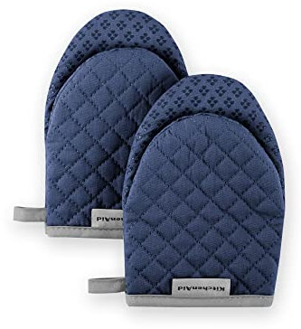 KitchenAid Mini Oven Mitt Set, Cotton, Blue Willow, 5.5x8