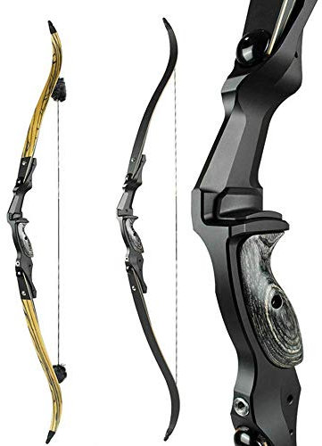 Tongtu 60 Takedown RecurveBogen für Erwachsene 30 35 40 45 50 LBS Pfeilbogen Jagd Langbogen Jugendbogen Rechte Hand (Black, 50LBS)