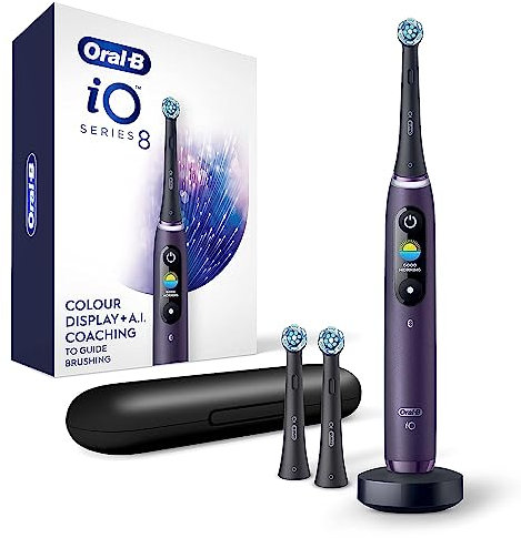 Oral-B iO Series 8 Electric Toothbrush with 2 Replacement Brush Heads, Violet Ametrine