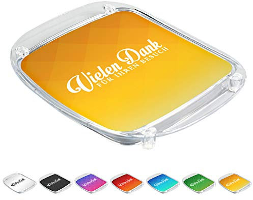 WIRKSAMWERBEN Zahlteller, Wechselgeldteller, Geldteller für Dienstleister, Danke für den Besuch, Acryl-Glas, Gelb, fix & fertig