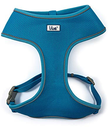 Ancol Viva Bequemes Hundegeschirr, reflektierend, atmungsaktiv, Netzstoff, mit Verstellbarer Passform, für Welpen, Haustiere, Sicherheit, Sichtbarkeit, Größe S 34–45 cm, Blau